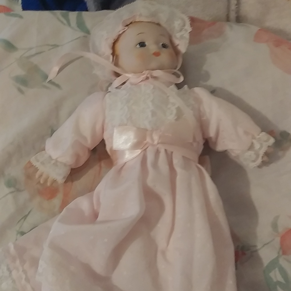 A porcelain baby doll